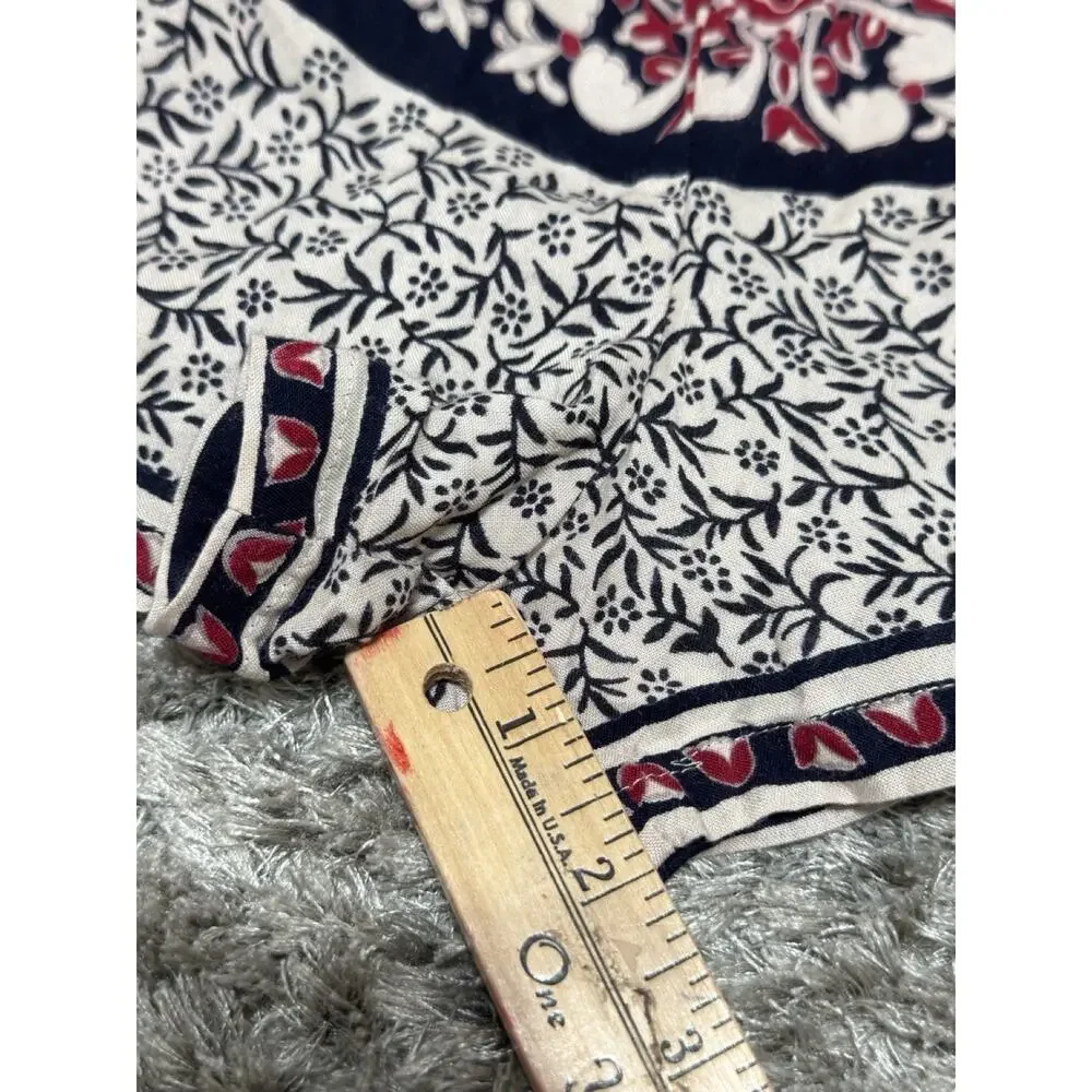 Angie Womens Boho Print Shorts Red Black White Tassel Side Tie Festival Size L - Picture 6 of 10